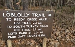 Sign at the Loblolly Trailhead