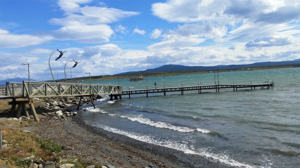 View of the pier into the Puerto Natales harbor