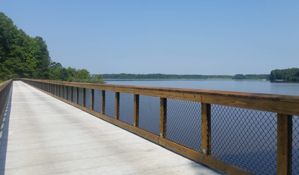 New footbridge across Lake Crabtree