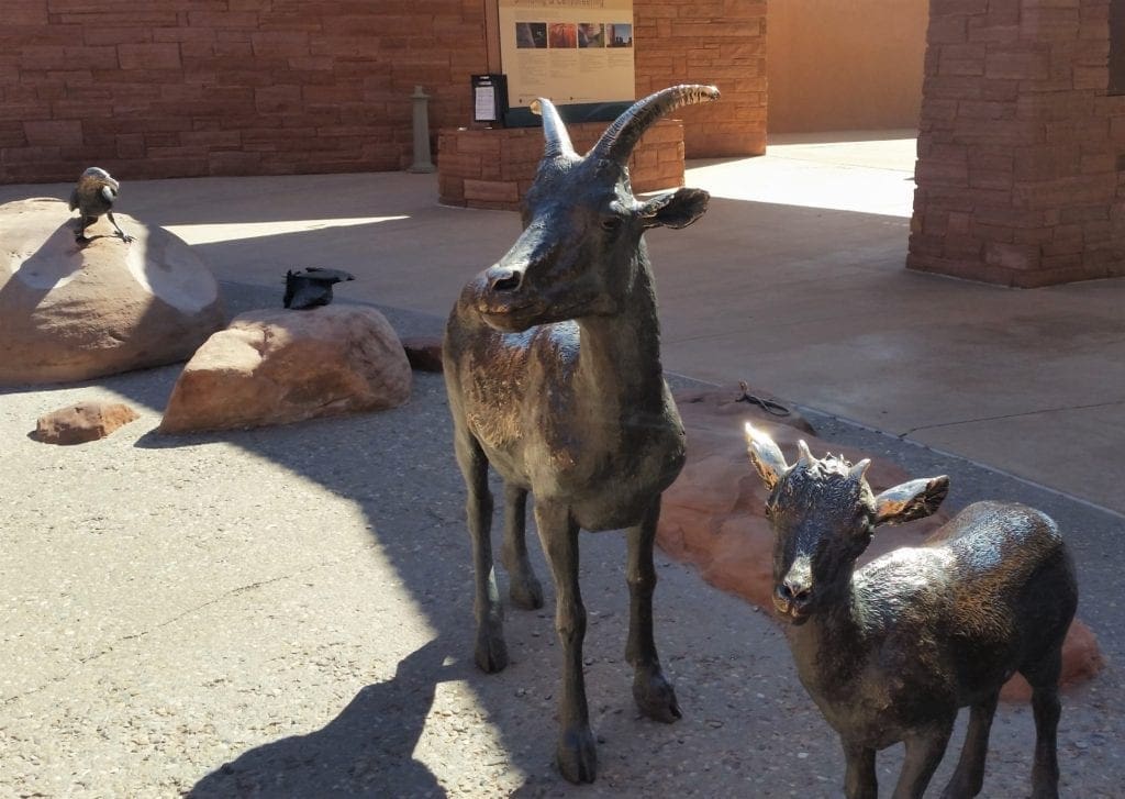 Bronze mountain goats at the Visitors Center