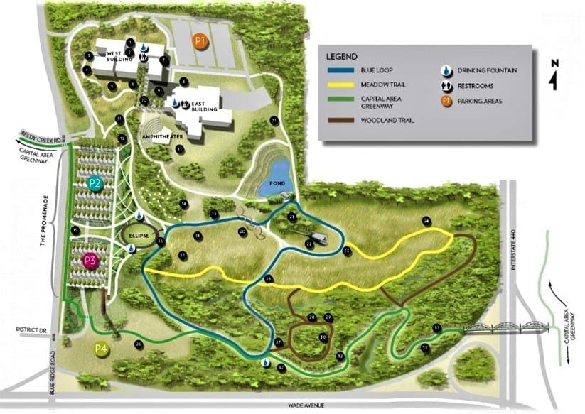 Map of the NC Museum of Art Park with Trails