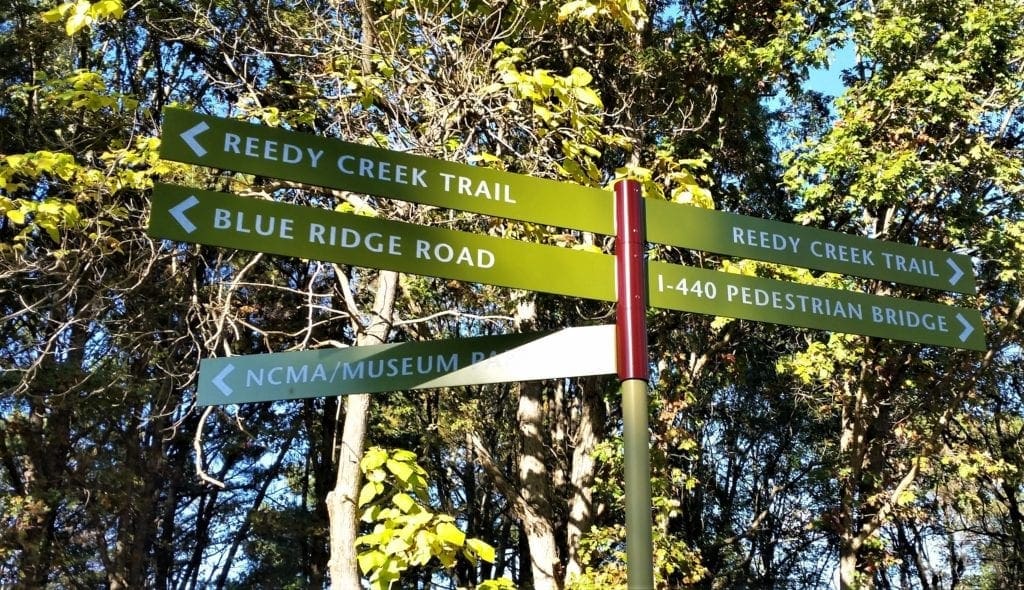 Trail sign at NCMA Park