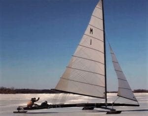Ice-sailing on White Bear Lake in Minnesota