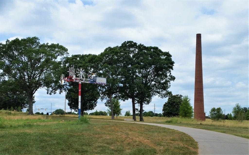 A smokestack is all that remains as a reminder of the Polk Youth Prison for juvenile offenders.
