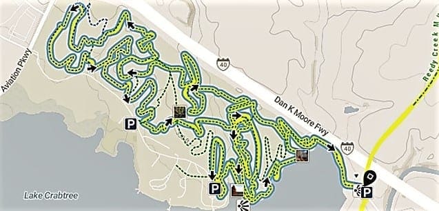 Lake Crabtree singletrack bike trail
