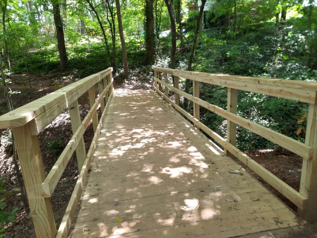 Updated bridge on the Lake Trail in Bond Park.