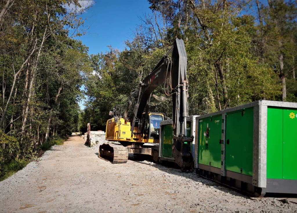 Temporary construction access along the White Oak Greenway at Lake Crabtree.