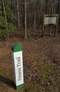 Trailhead post at the Fitness trail