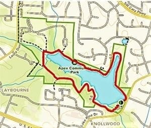 Map of the Lake Pine Trail at Apex Community Park