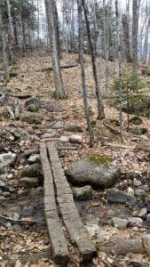The Indian Head Trail crosses several streams on the way up the mountain.