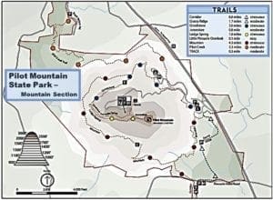 Map of the Mountain section of Pilot Mountain State Park