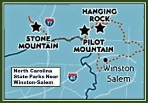 Map of NC State Parks within an easy drive of Winston-Salem