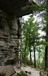 Hiking beneath the cliffs on the Ledge Spring Trail