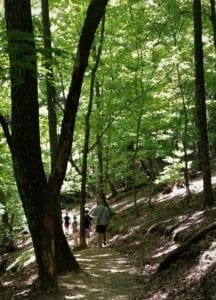 Hikers on the trail at Pilot Mountain State Park