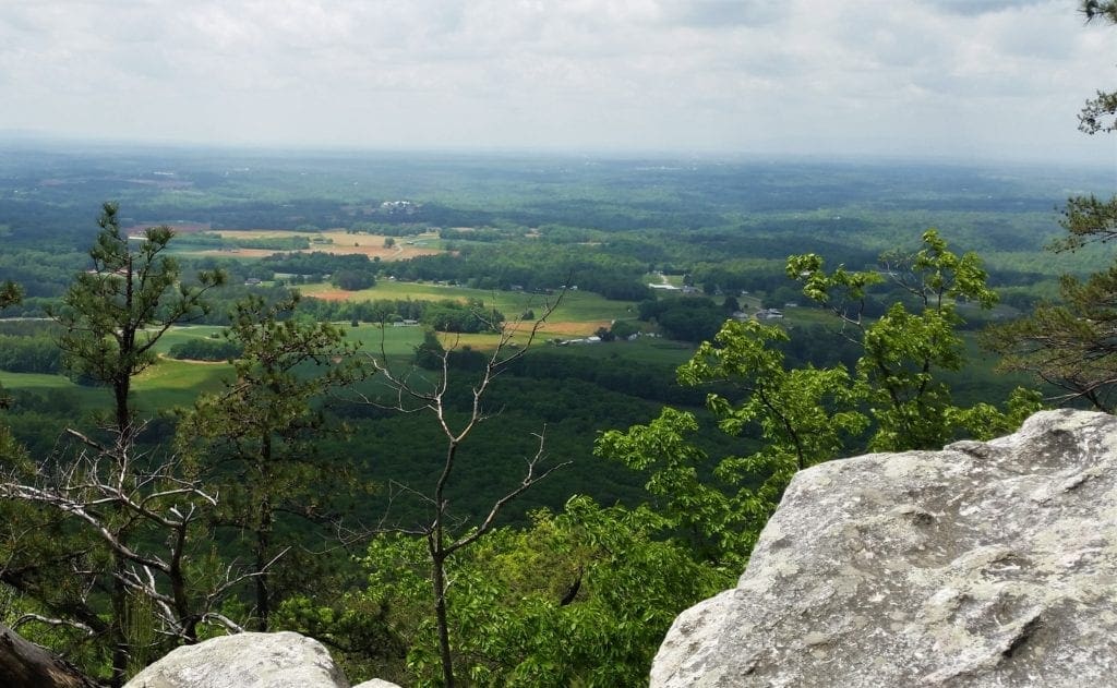 View of the valley from the ledges at Pilot Mountain's summit.