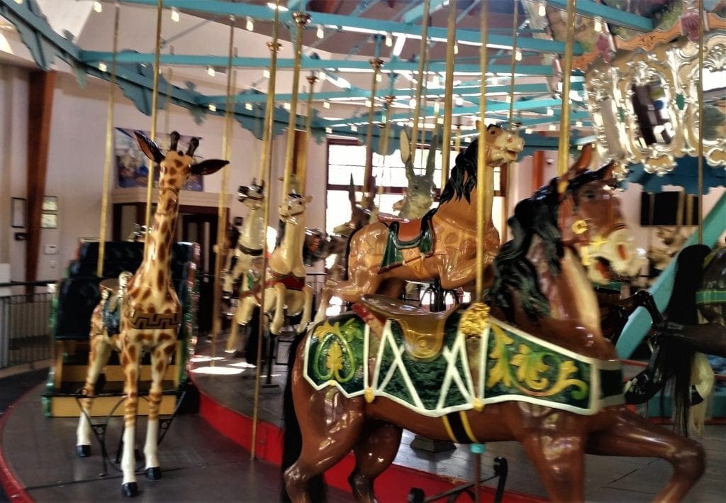 The carousel has 52 creatures you can ride - including ponies, rabbits and giraffes!