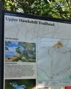 Information sign at the Upper Hawksbill trailhead.