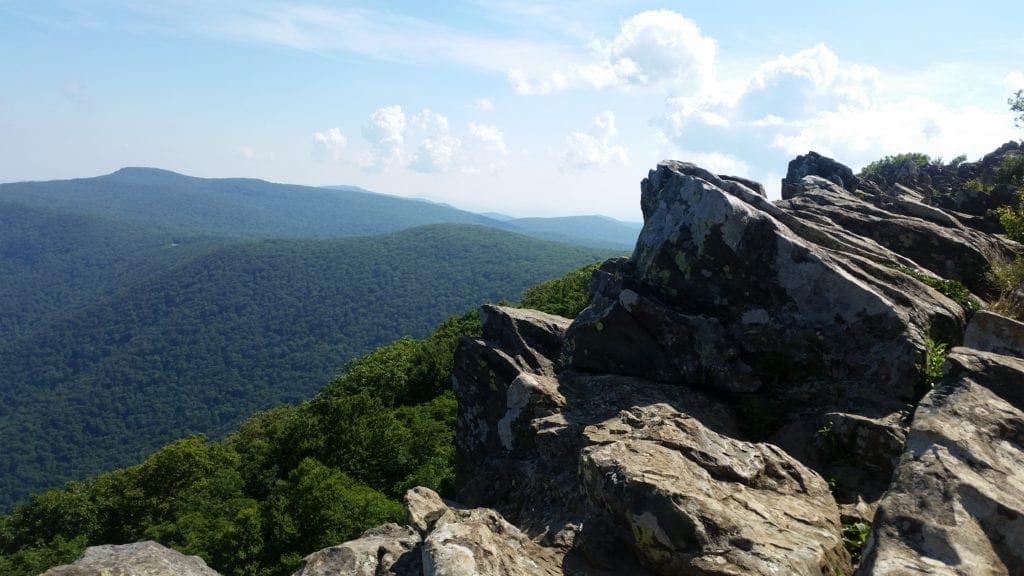 View from the summit of Hawksbill Mountain in Shenandoah National Park.