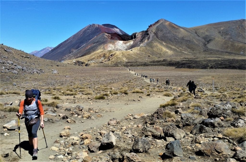 Hiking the Tongariro Alpine Crossing in New Zealand just before the pandemic.
