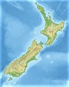 Topographic map of New Zealand