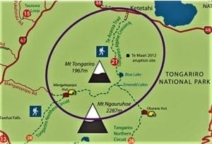 Detail of Tongariro National Park map
