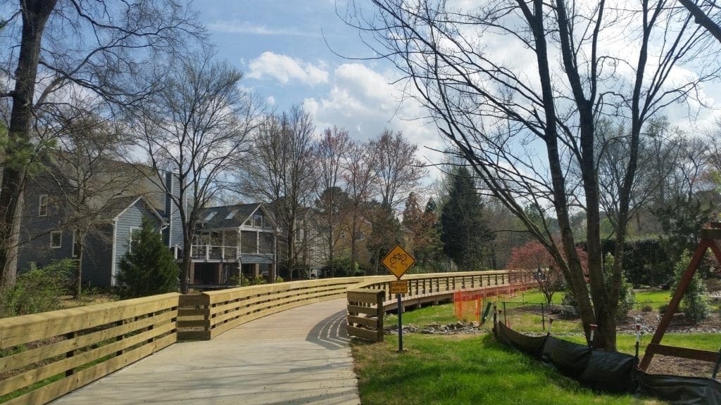 A new section of the White Oak greenway connects Bond park and Davis Drive Park.