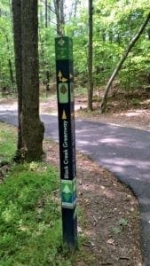 Trail marker in Bond Park