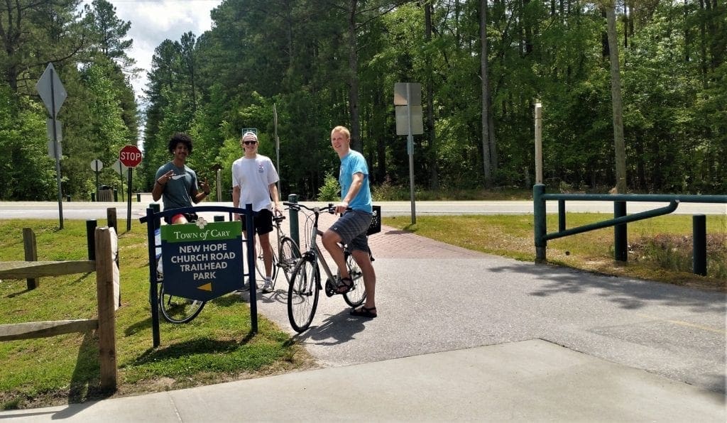 Students enjoy a day off biking on the American Tobacco Trail