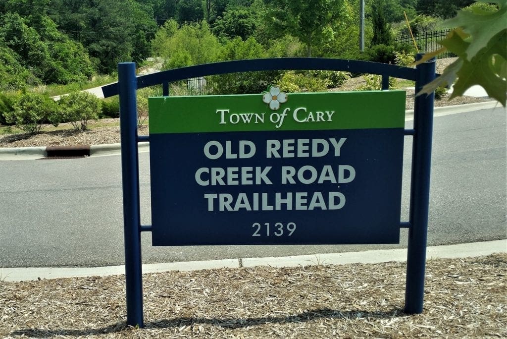 Entry sign at the Old Reedy Creek Road Trailhead.