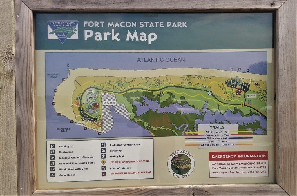 Fort Macon State Park map at the Visitors Center