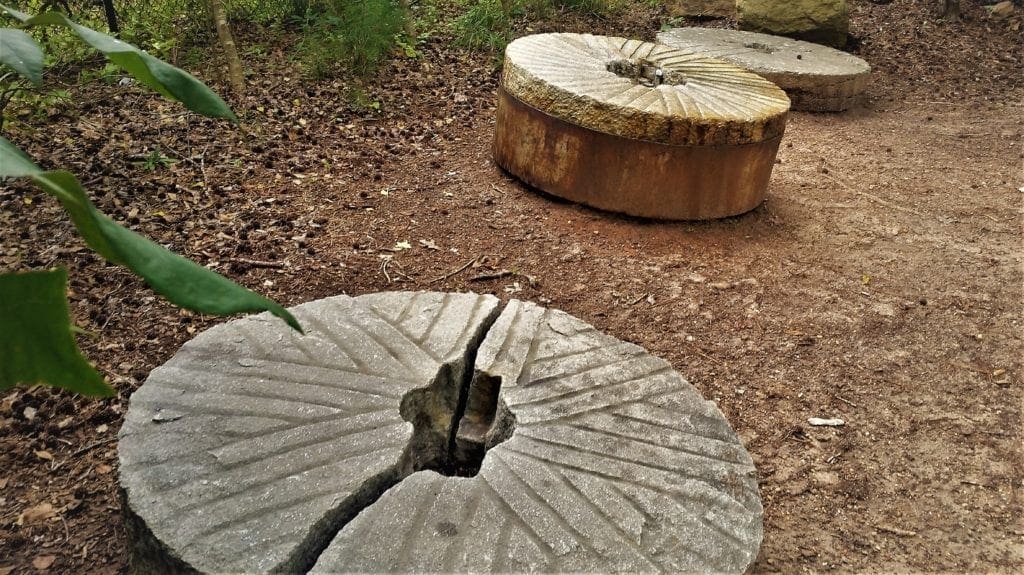 Grindstones at Historic Yates Mill County Park.