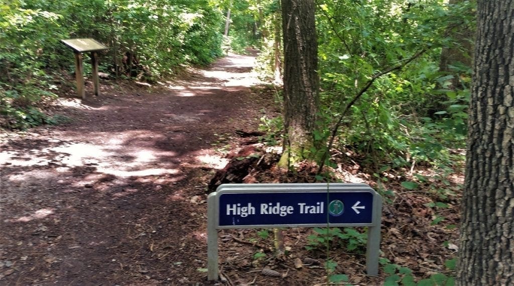 High Ridge Trail uses green blazes.