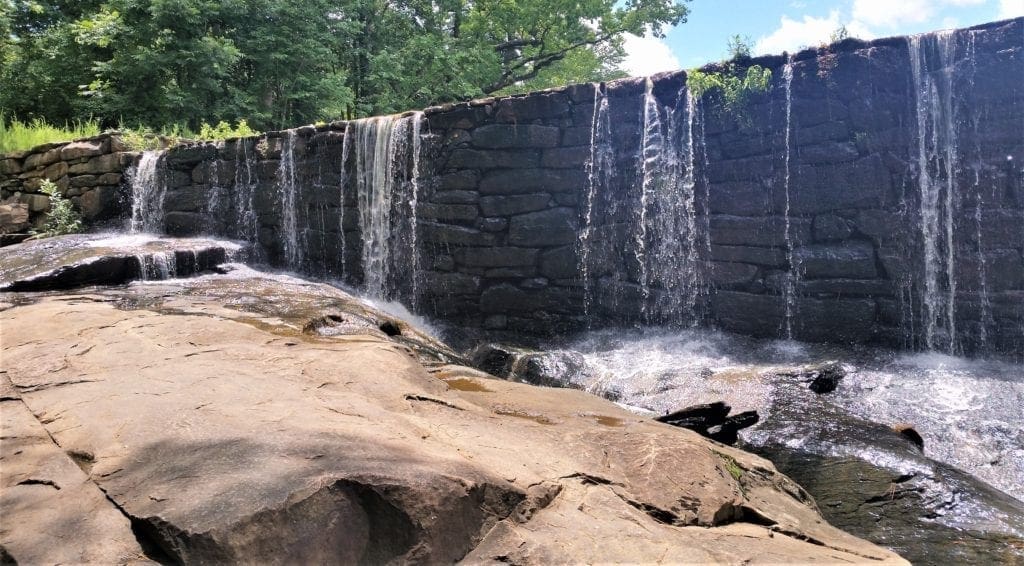Historic Yates Mill dam wall