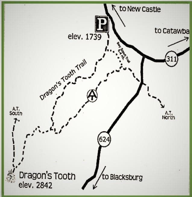 Map of the Dragon's Tooth trail.