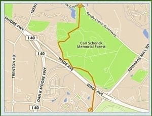 Map of the Richland Creek Greenway route.