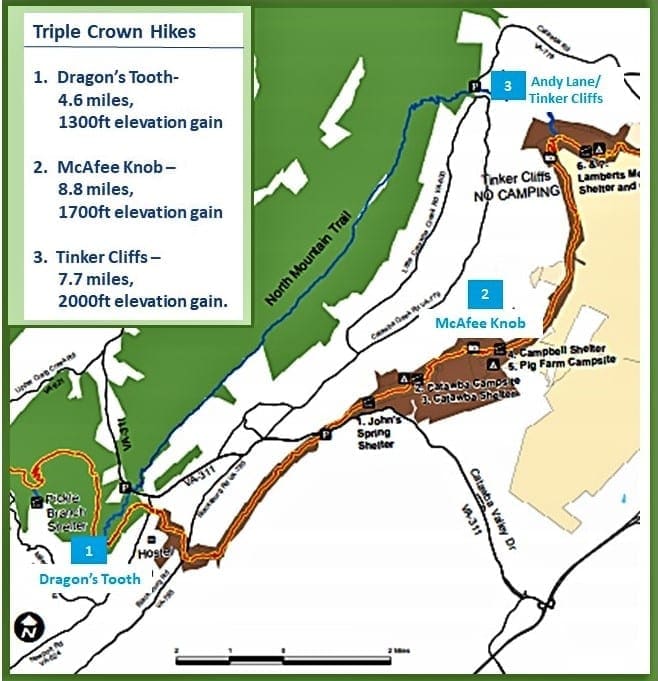 Map of the triple Crown Loop.