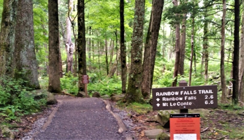 Sign at the Rainbow Falls Trailhead