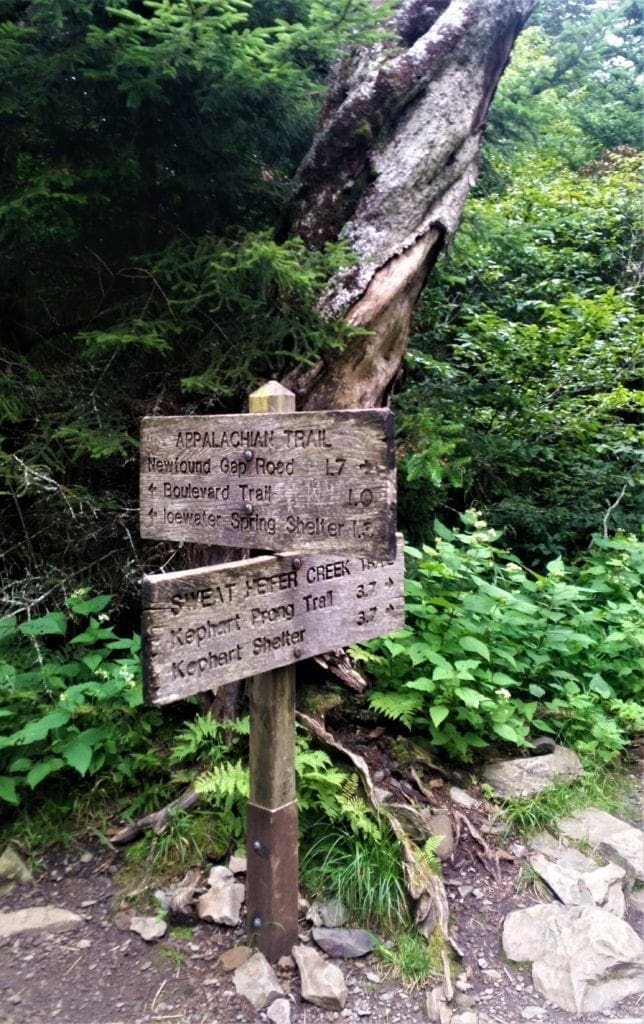 Trail marker at Sweat Heifer Creek Trail.