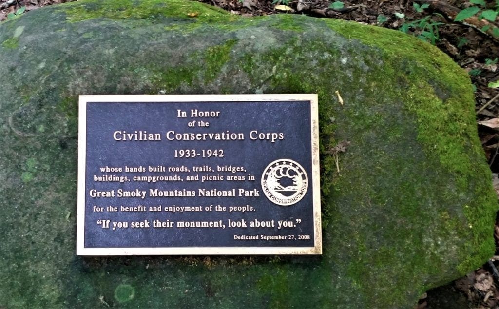 CCC plaque outside the Sugarland Visitor Center.
