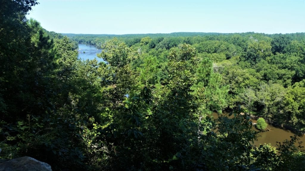 View of the river and the woodlands from the Overlook.