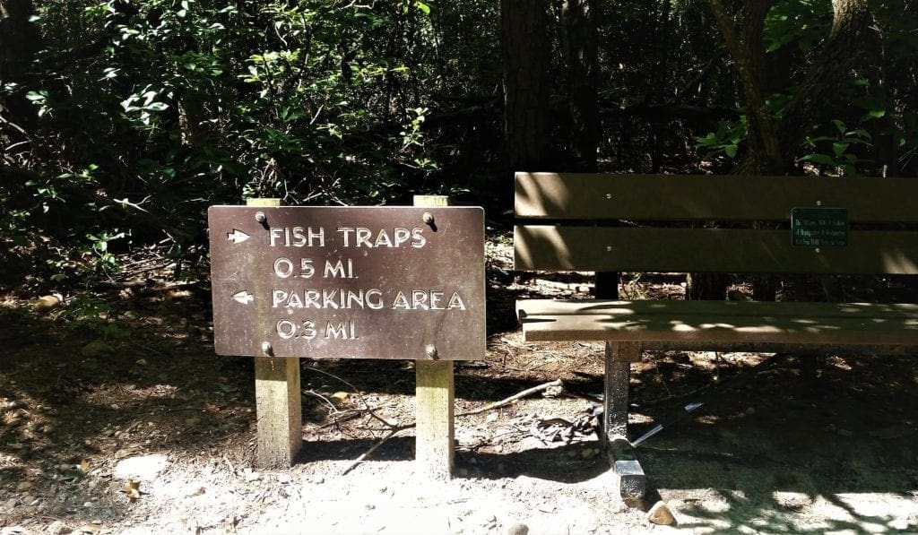 Trailhead sign at the Fish Traps trail.