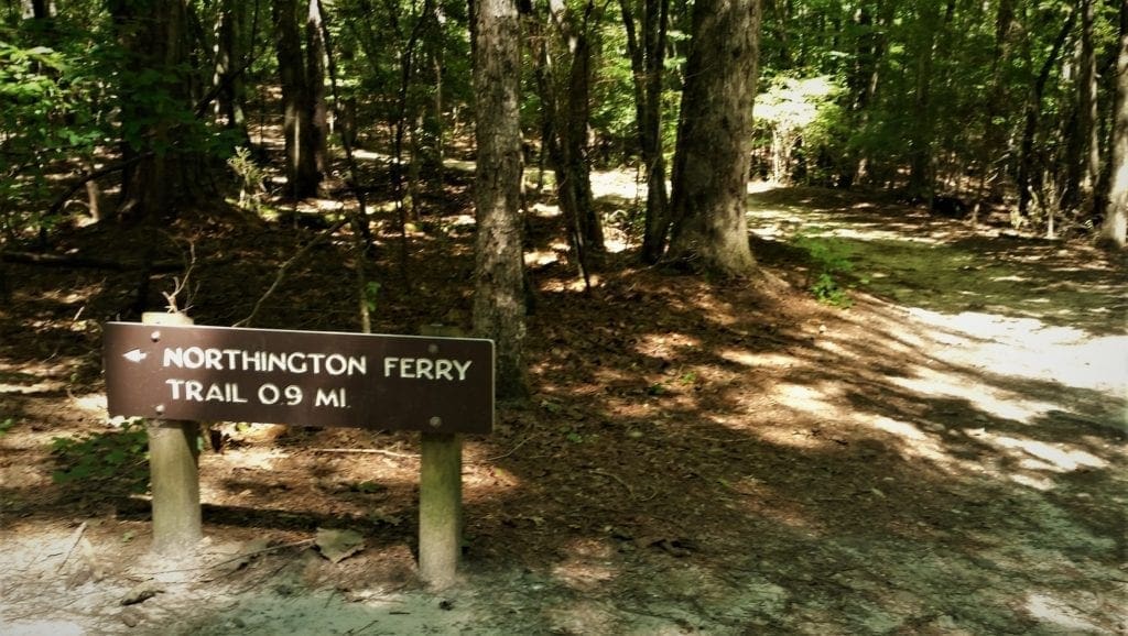 Trailhead sign for the Northington Ferry Trail.