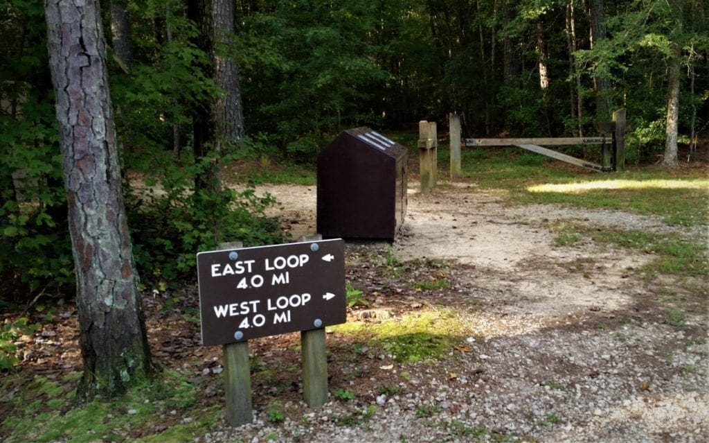 Trailhead sign at the bridle trails.