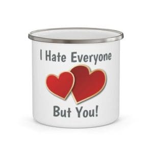 You'll find all sorts of gifts, like this Valentine-themed camp mug, in the IRW Merch Shop.