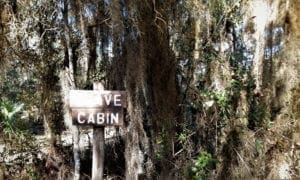 Sign at Slave Cabin ruins.