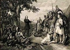 John Wesley preaching to the Indians.