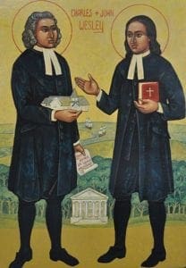 Portrait of Charles and John Wesley idealized as Saints.