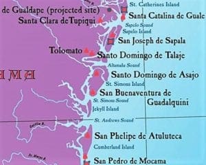 Map of Mocama missionary sites