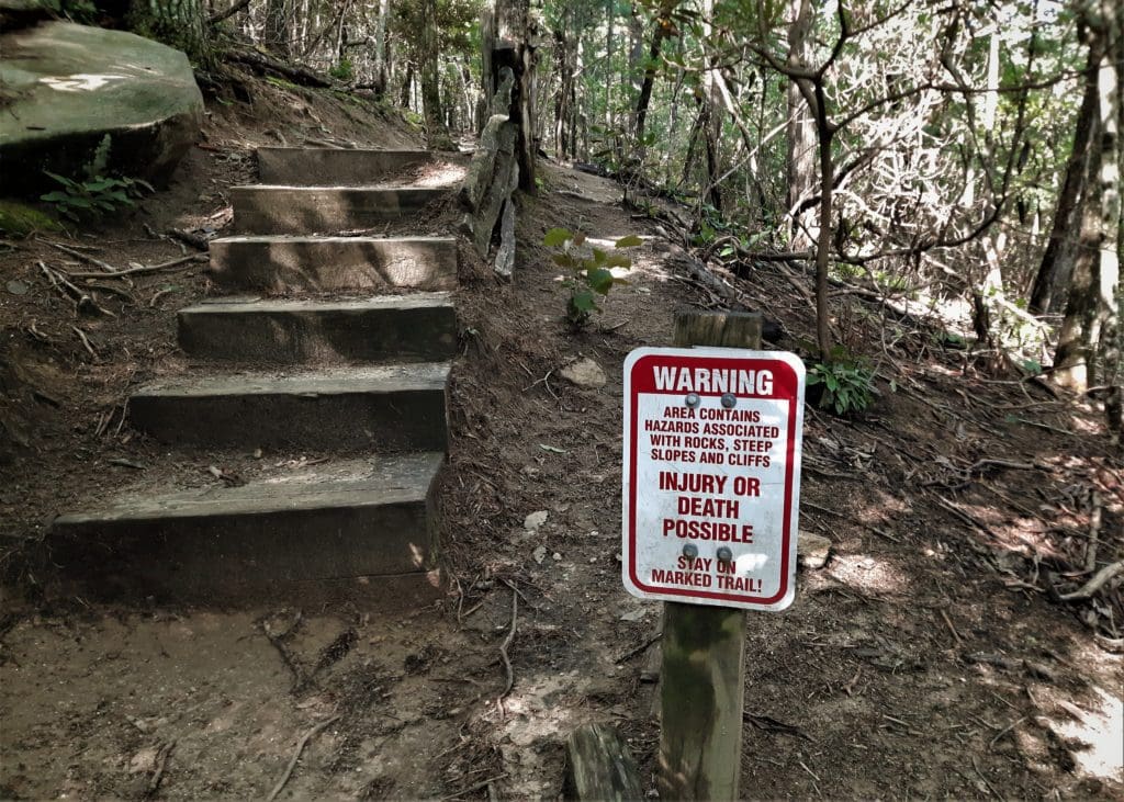 Warning sign on the Stone Mountain Loop Trail.