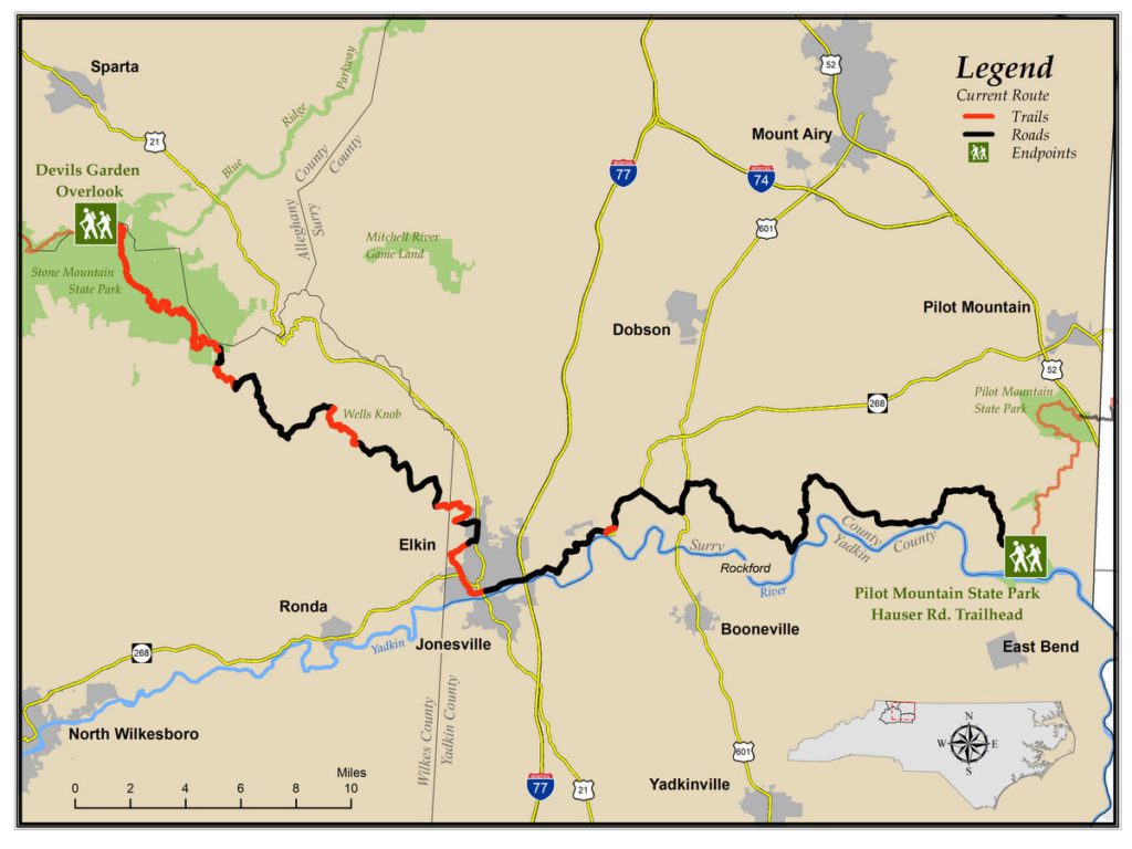 Map of MST Section that goes through Stone Mountain State Park